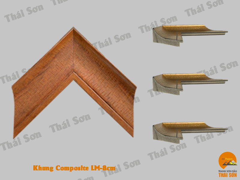 Mẫu khung Composite bản lòng máng 8cm màu nâu gỗ