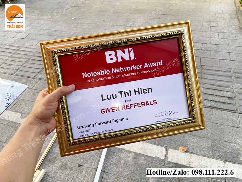 Mẫu khung bằng chứng nhận BNI