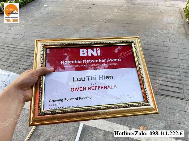 Mẫu khung bằng chứng nhận BNI