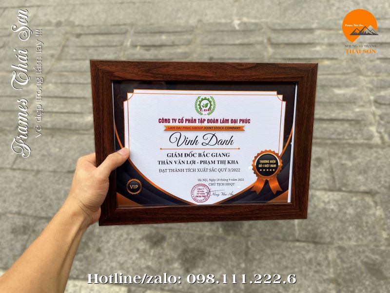 Mẫu khung Certificate màu nâu trơn bản 3cm