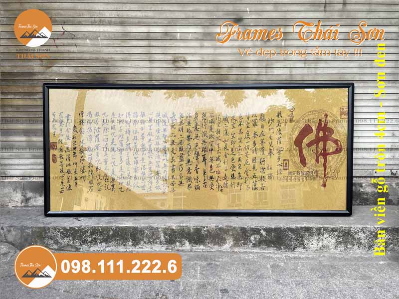 Mẫu khung tranh chữ khổ 70x160cm viền gỗ 4cm màu đen